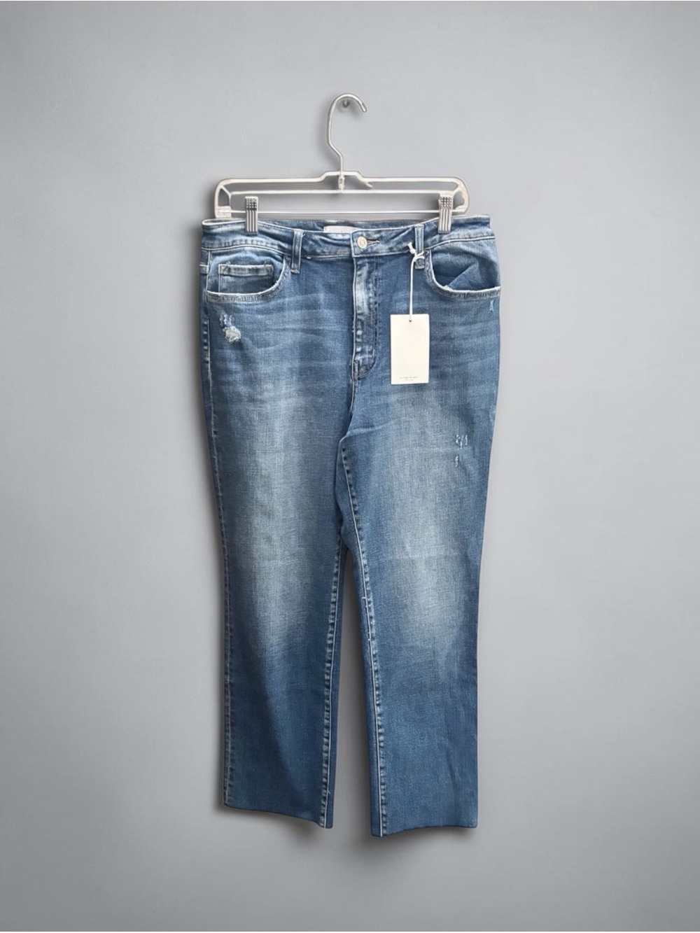 Flying Monkey Black Label High Rise Slim Straight Jeans Size 32 Raw Fray Hem
